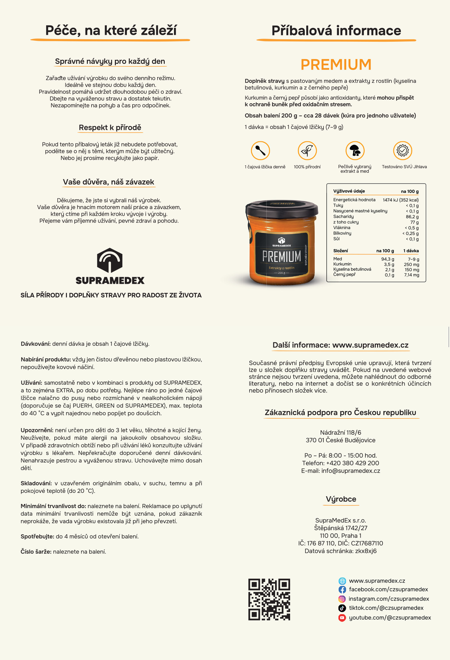 Příbalové informace PREMIUM s betulinem